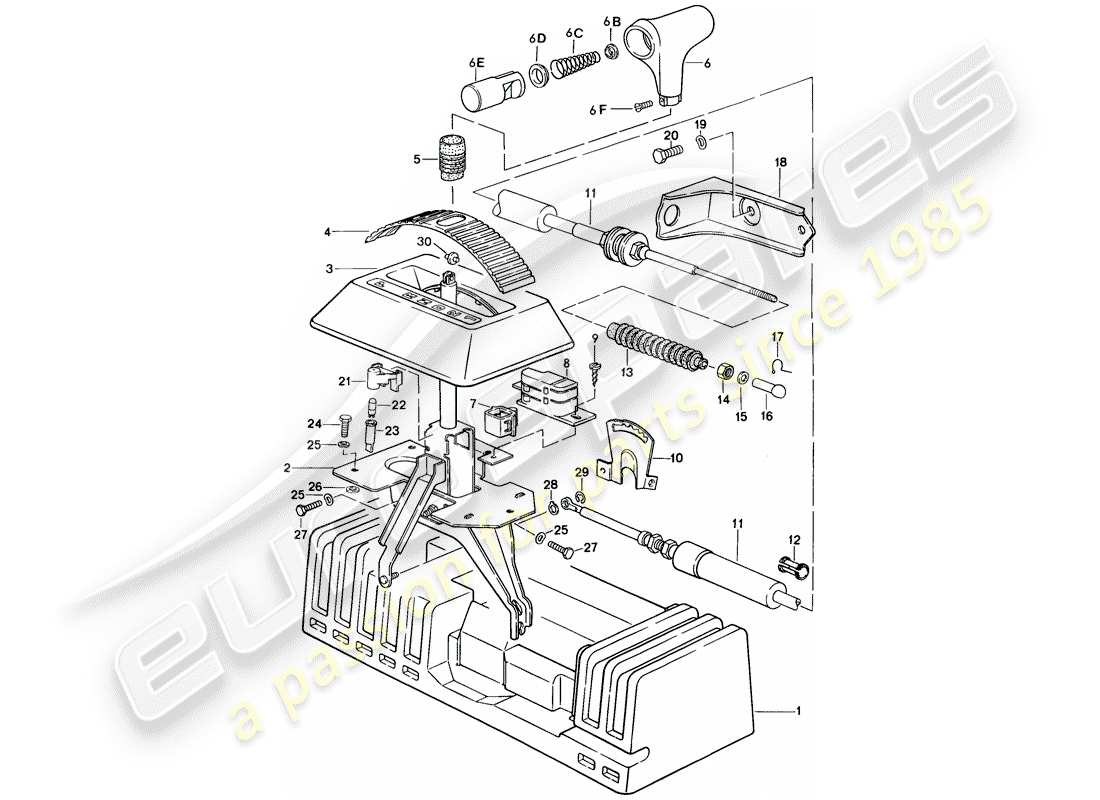 porsche 1987 (924s) shift mechanism - for - automatic transmission parts diagram