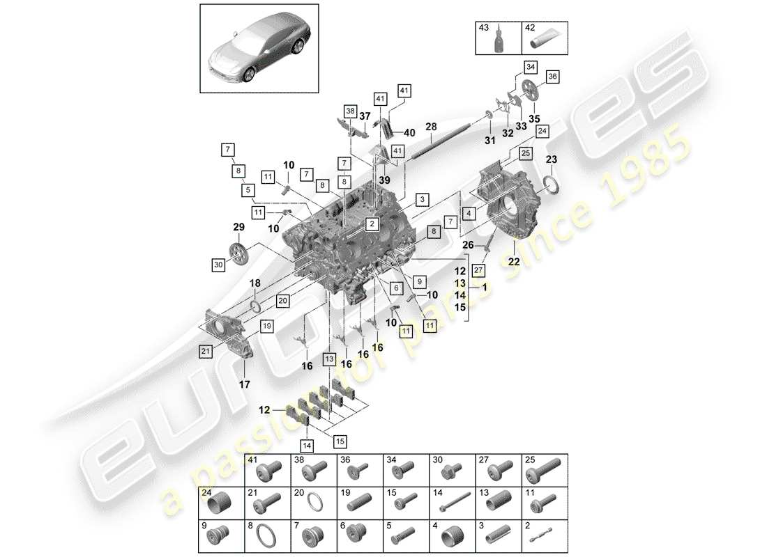 porsche 2019 (panamera 971-1) crankcase part diagram