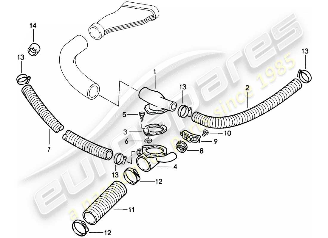 porsche 1985 (911) cooling air duct part diagram