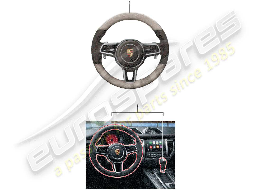 porsche 2016 (tequipment macan) steering wheel part diagram