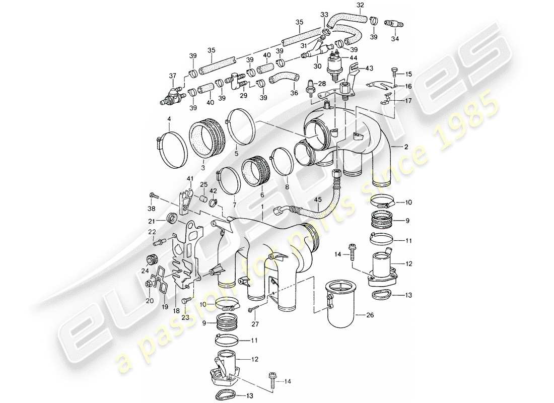 porsche 1997 (993) l-jetronic - intake air distributor part diagram