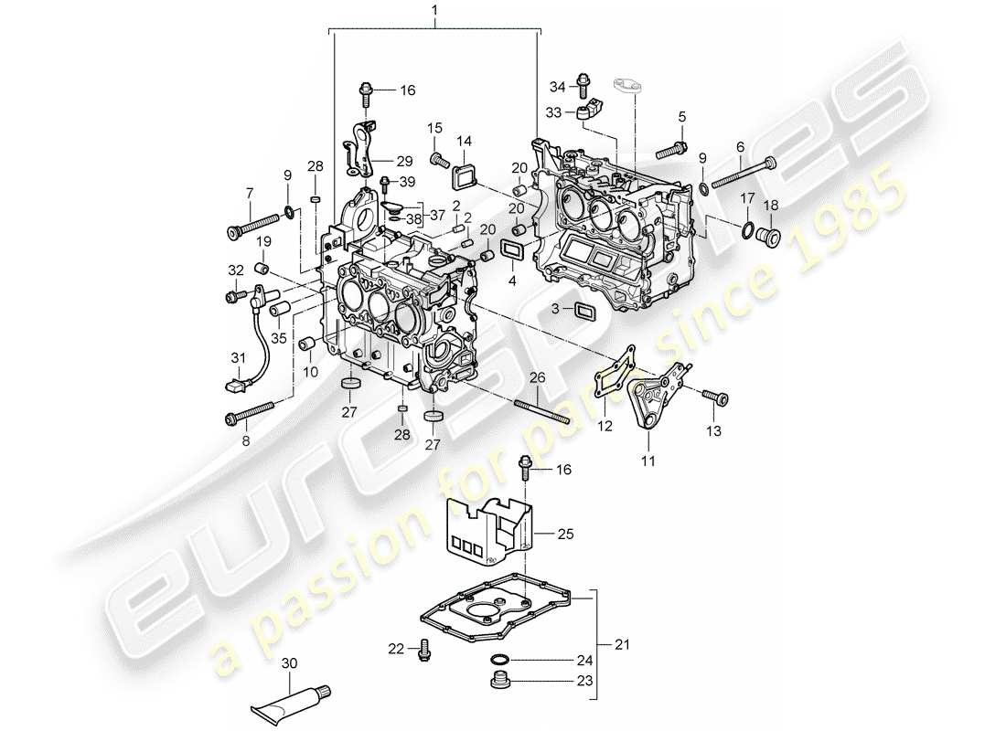 porsche 2008 (997-1) crankcase part diagram