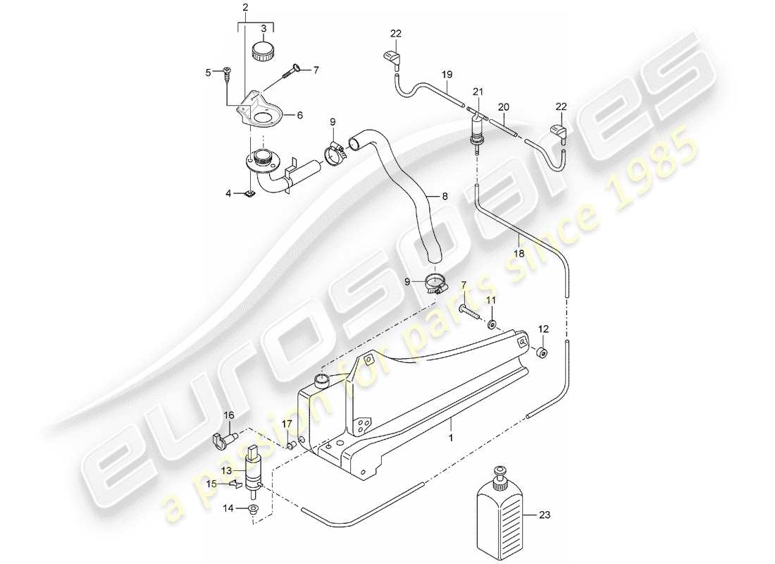 porsche 2004 (carrera gt) windshield washer unit parts diagram
