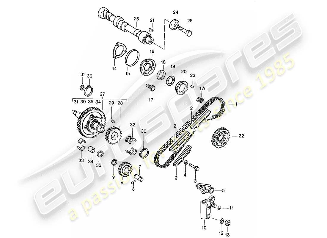 porsche 1987 (911) valve control part diagram