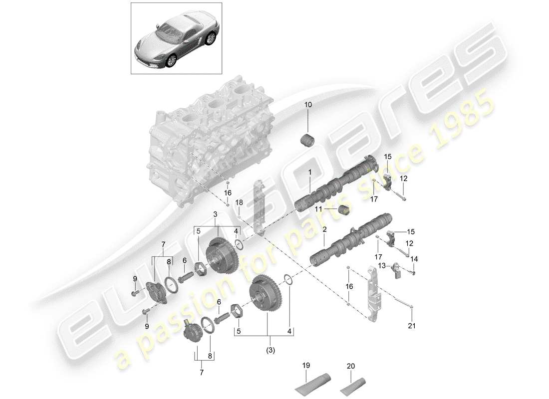 porsche 2019 (718 boxster) camshaft part diagram