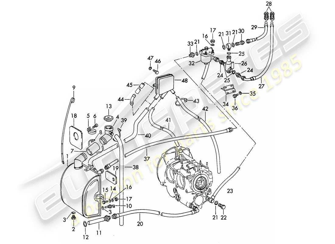 porsche 356b/356c (1964) engine lubrication parts diagram
