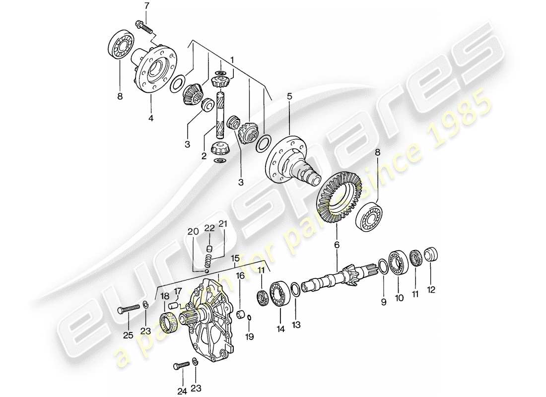porsche 944 (1983) differential - automatic transmission part diagram