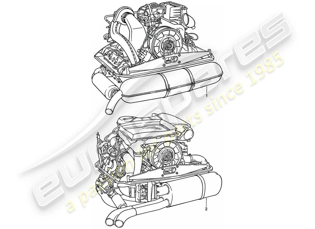 porsche 1986 (911) replacement engine - ready for installation part diagram