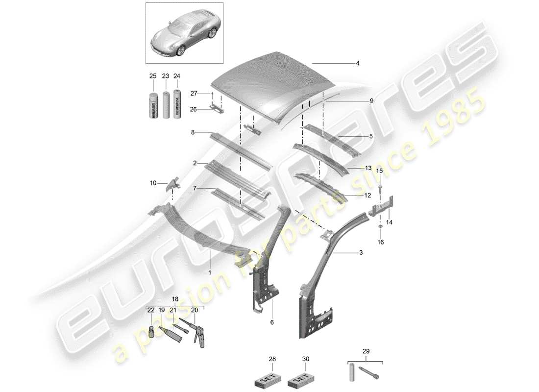 porsche 2017 (991-2) cowl part diagram