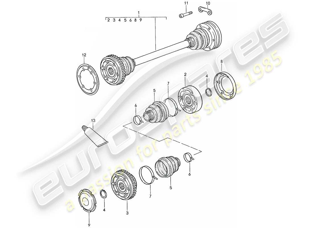 porsche 1987 (959) drive shaft part diagram