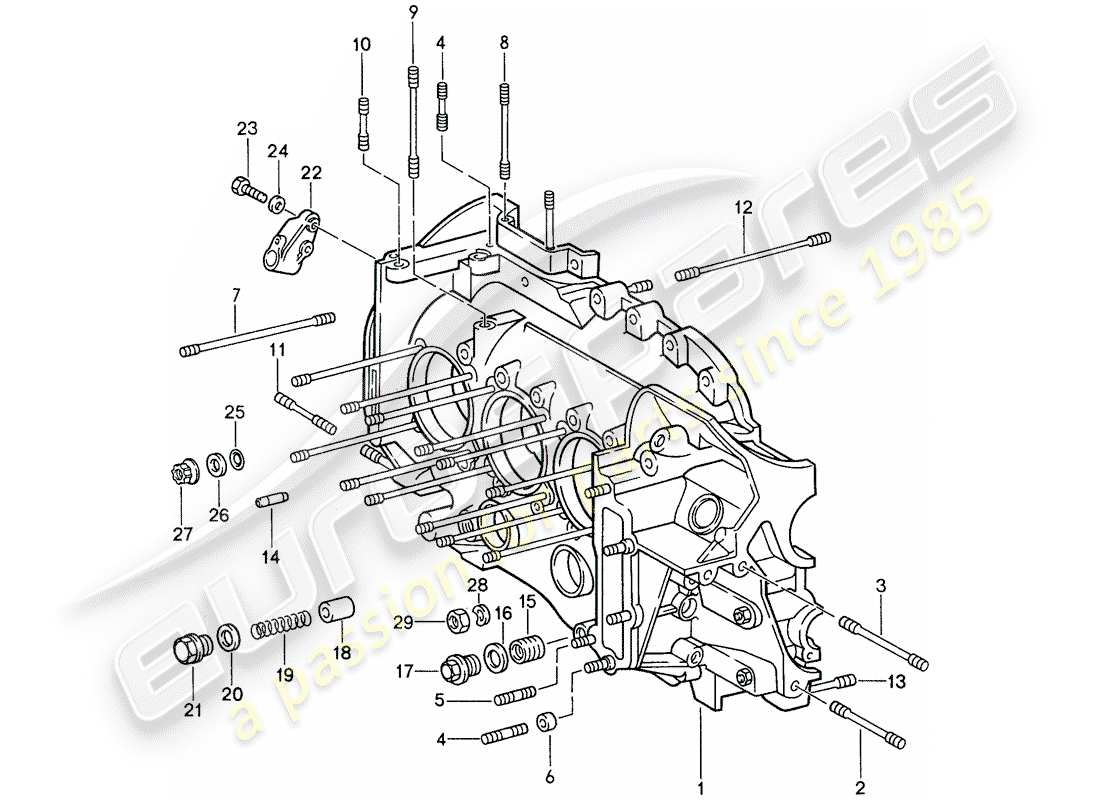 porsche 959 (1987) crankcase parts diagram