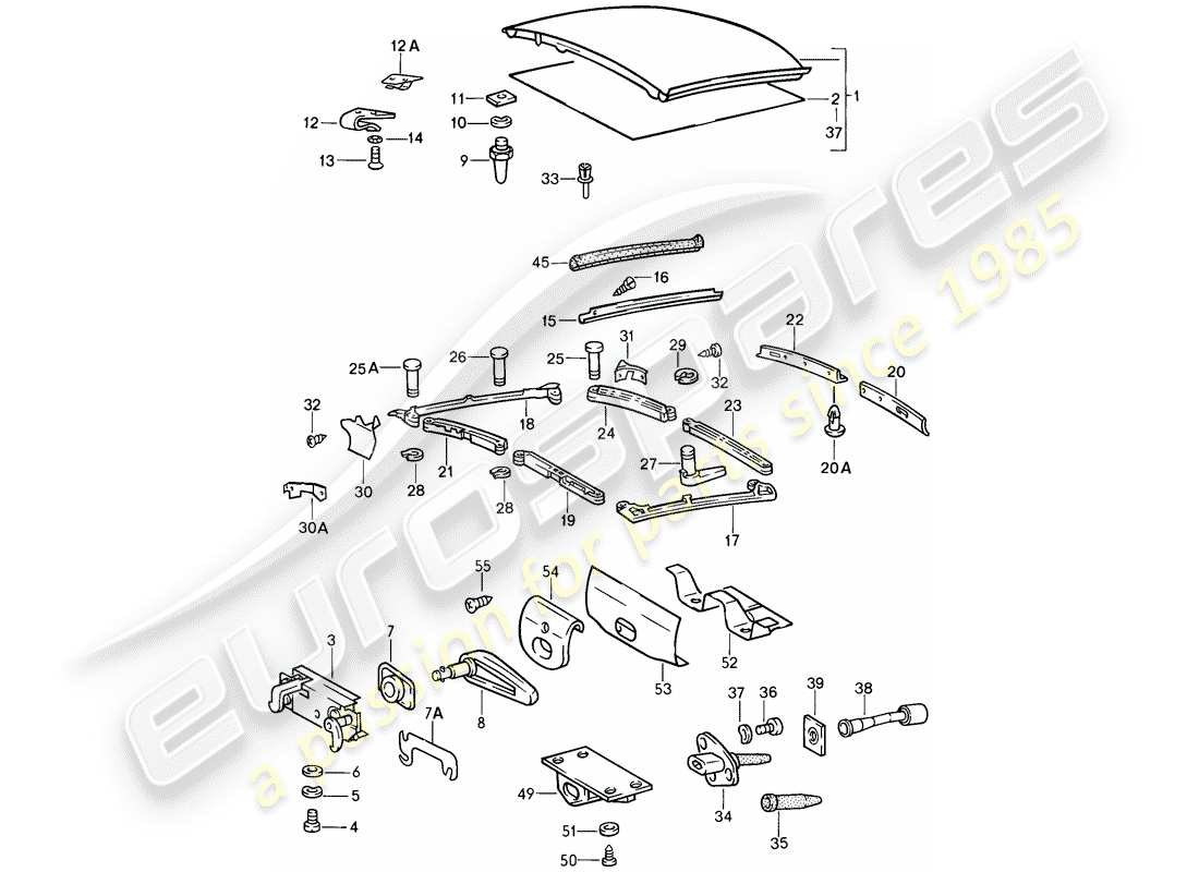 porsche 1984 (911) soft top parts diagram