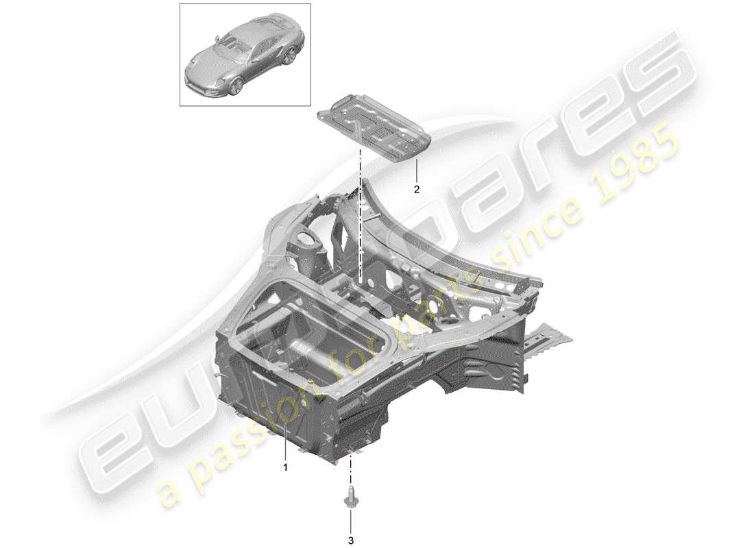 porsche 991 turbo (2014) front end part diagram