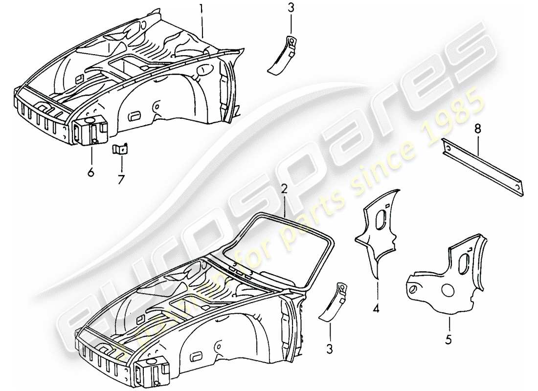 porsche 1966 (911/912) front end part diagram