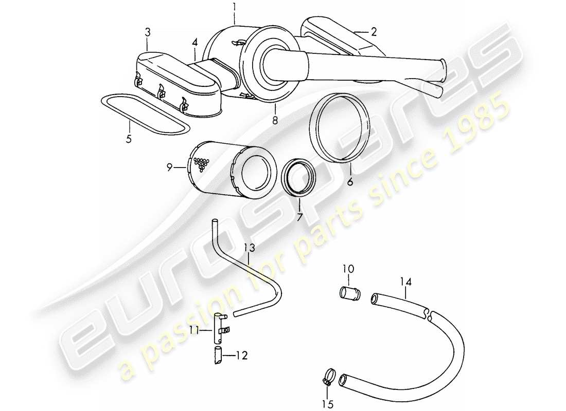 porsche 1968 (911/912) air cleaner system - for - - solex 40 pi-1 - - carburetor - d >> - mj 1968 part diagram