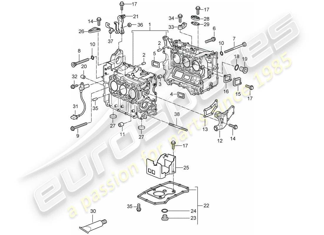 porsche 2006 (987 cayman) crankcase part diagram