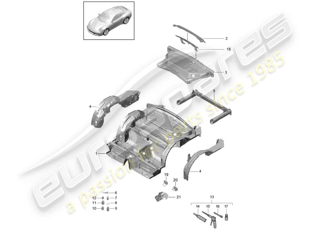 porsche 2017 (991-2) rear end part diagram