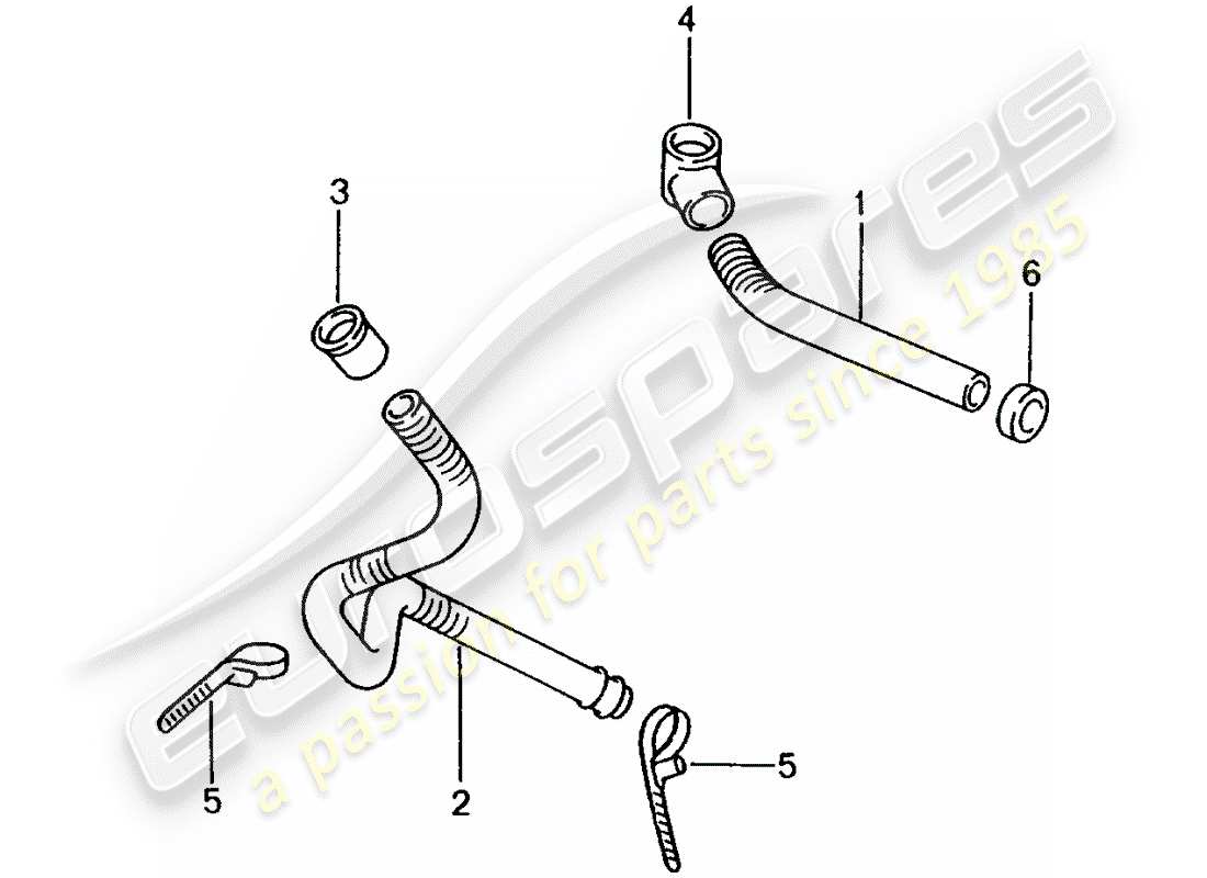 porsche 1998 (986 boxster) water drain pipe - for - heater - air distribution housing part diagram