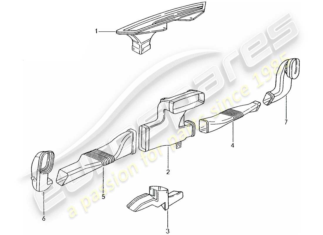 porsche 1998 (986 boxster) heater - air duct part diagram