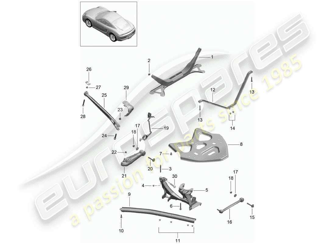 porsche 2016 (981 cayman) rear axle part diagram