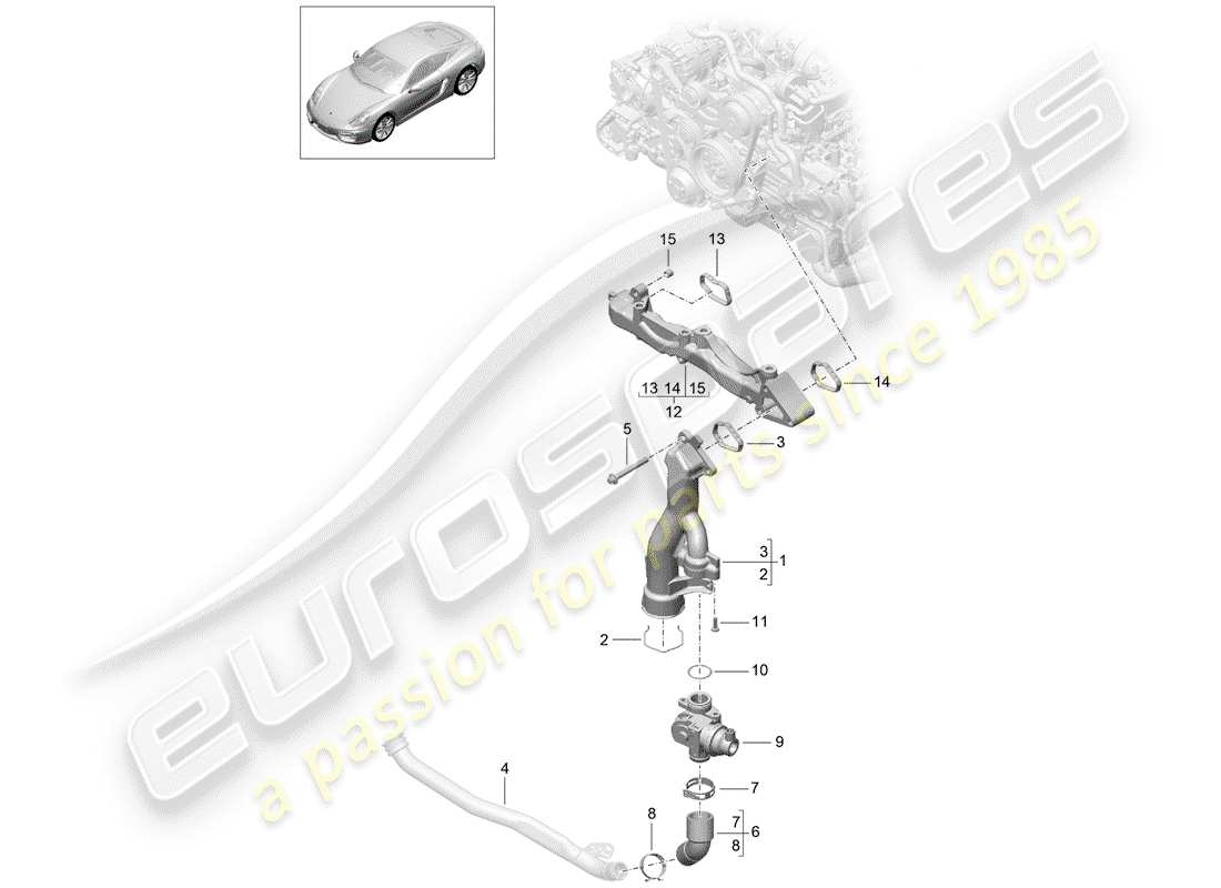 porsche 2014 (981 cayman) sub-frame parts diagram