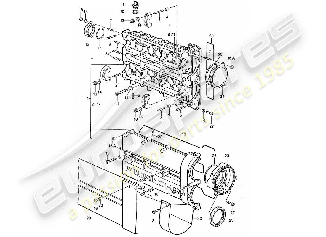 porsche 1987 (959) camshaft housing parts diagram