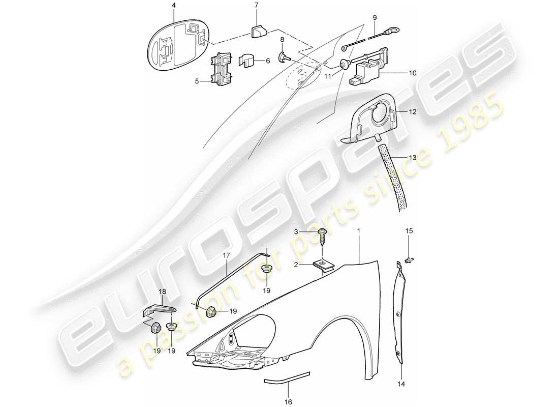 porsche 2006 (997-1) fender part diagram