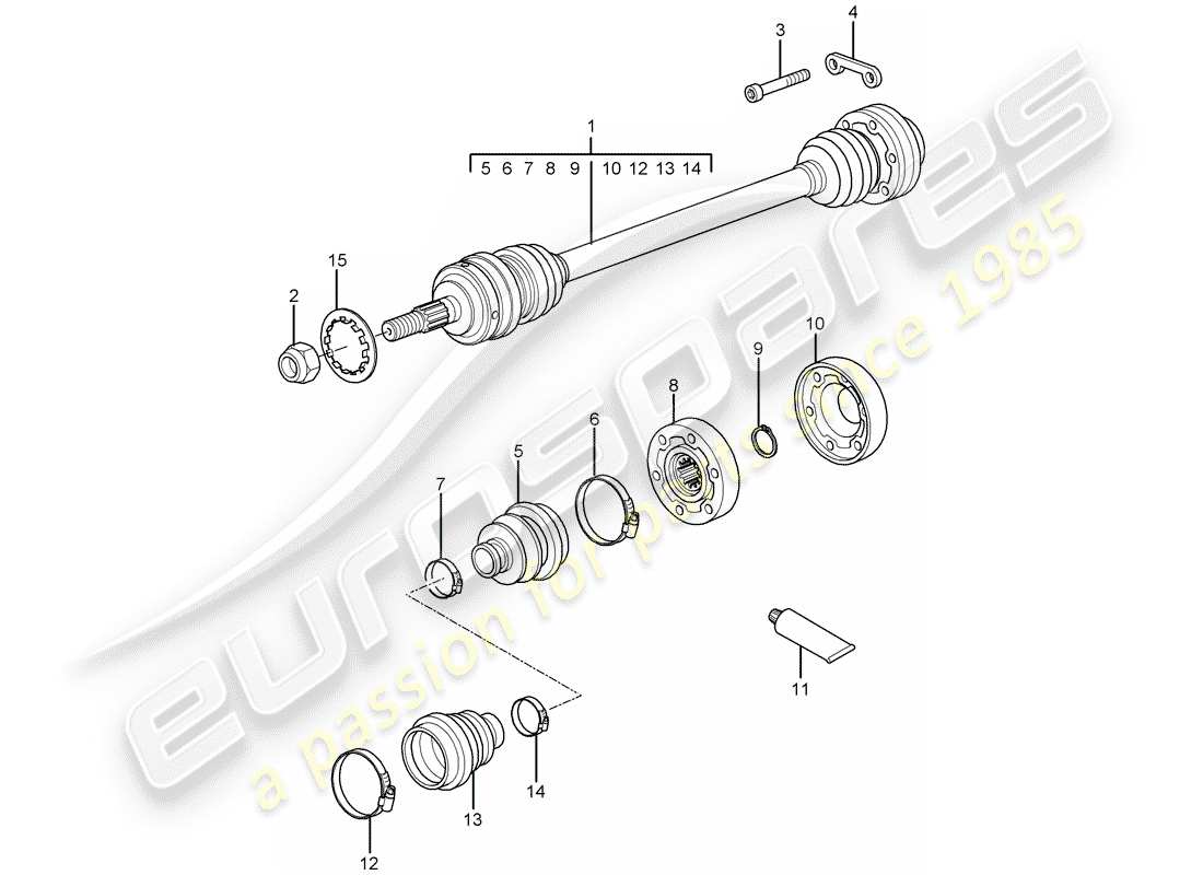 porsche 2008 (997-1) drive shaft part diagram