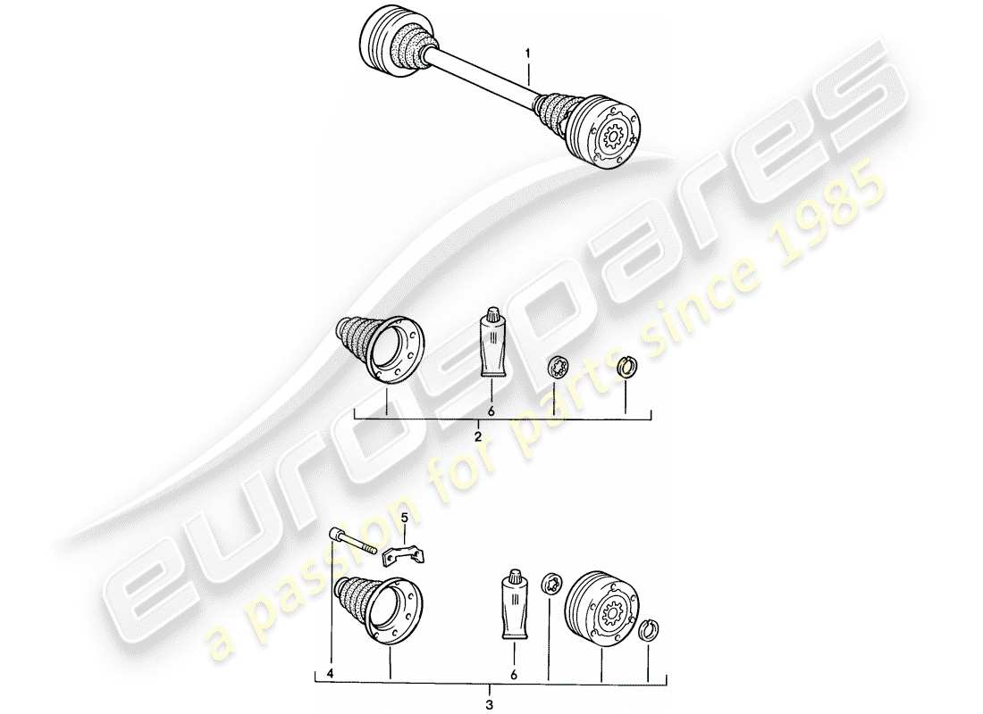 porsche 1987 (924s) drive shaft parts diagram