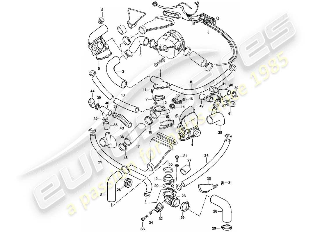 porsche 1983 (911) cooling air duct - control switch part diagram