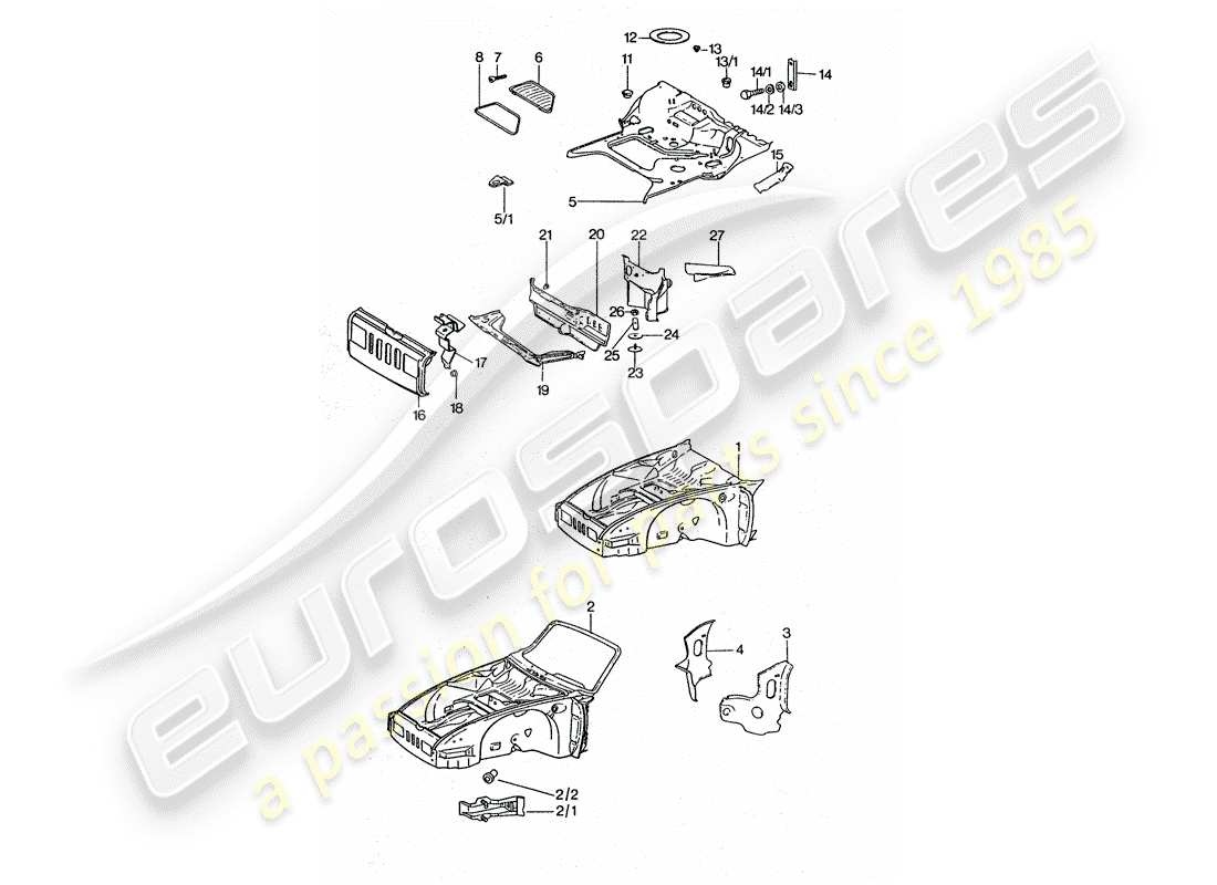 porsche 1976 (911 turbo) frame part diagram