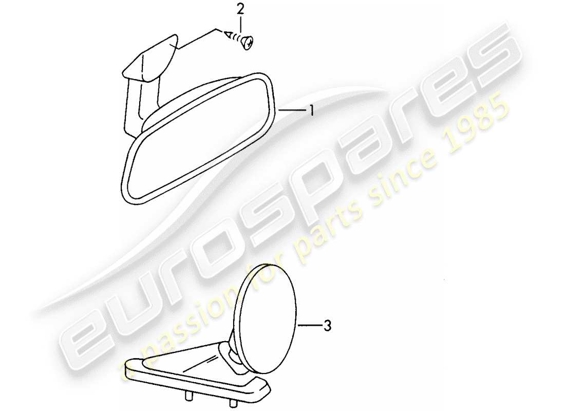 porsche 1967 (911/912) rear view mirror inner - rear view mirror part diagram