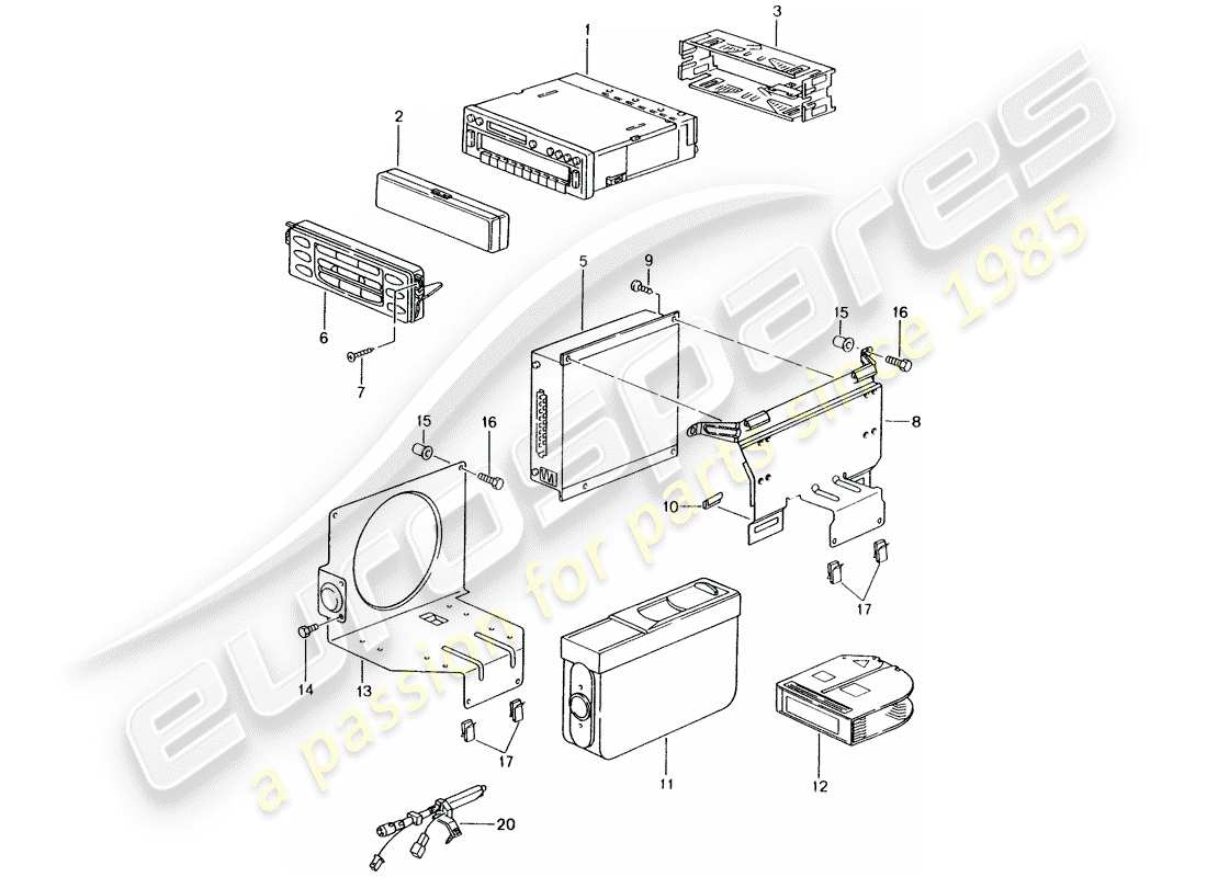 porsche 2000 (996) radio unit - amplifier - d >> - mj 2002 part diagram