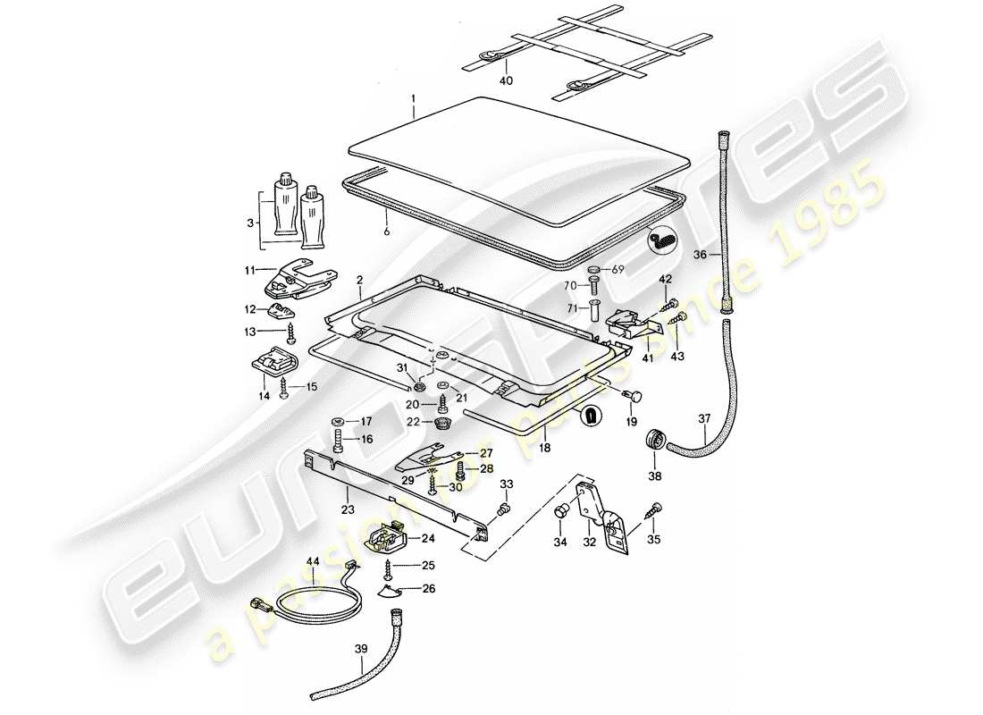 porsche 1994 (968) lifting roof parts diagram