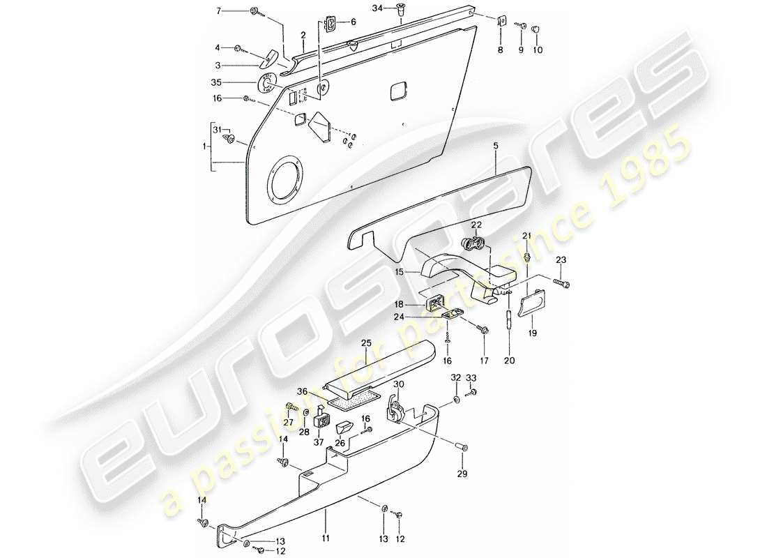 porsche 1994 (993) interior equipment - doors - - d - mj 1997>> part diagram