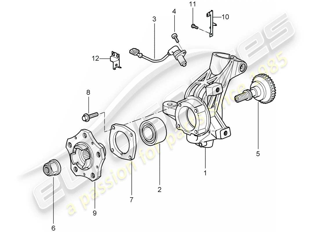 porsche 2010 (997-2 gt3) wheel carrier parts diagram