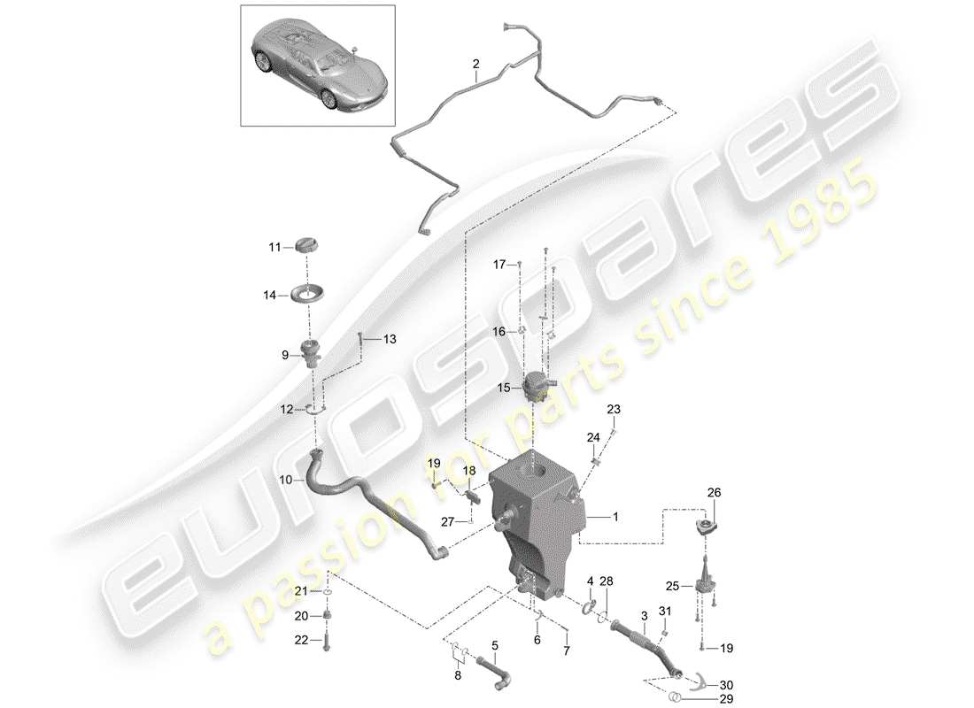 porsche 918 spyder (2015) engine lubrication parts diagram