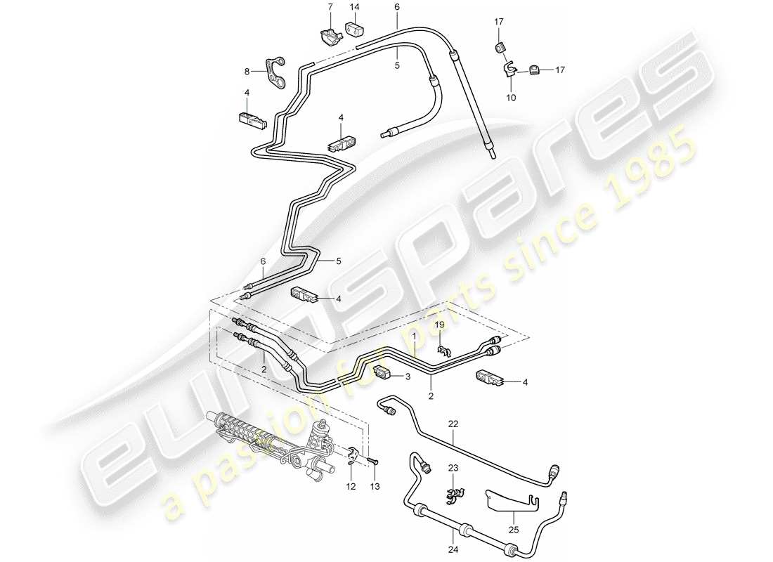 porsche 2010 (997-2 gt3) power steering parts diagram