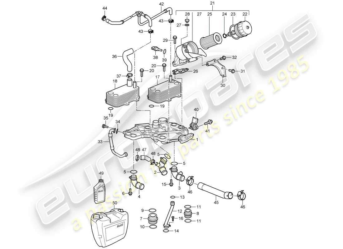 porsche 2007 (997-1 turbo / gt2) oil filter part diagram