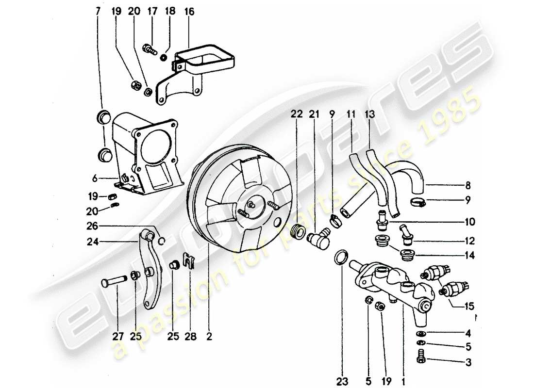 porsche 1976 (911 turbo) brake master cylinder - for vehicles with - brake booster - d - mj 1977>> part diagram