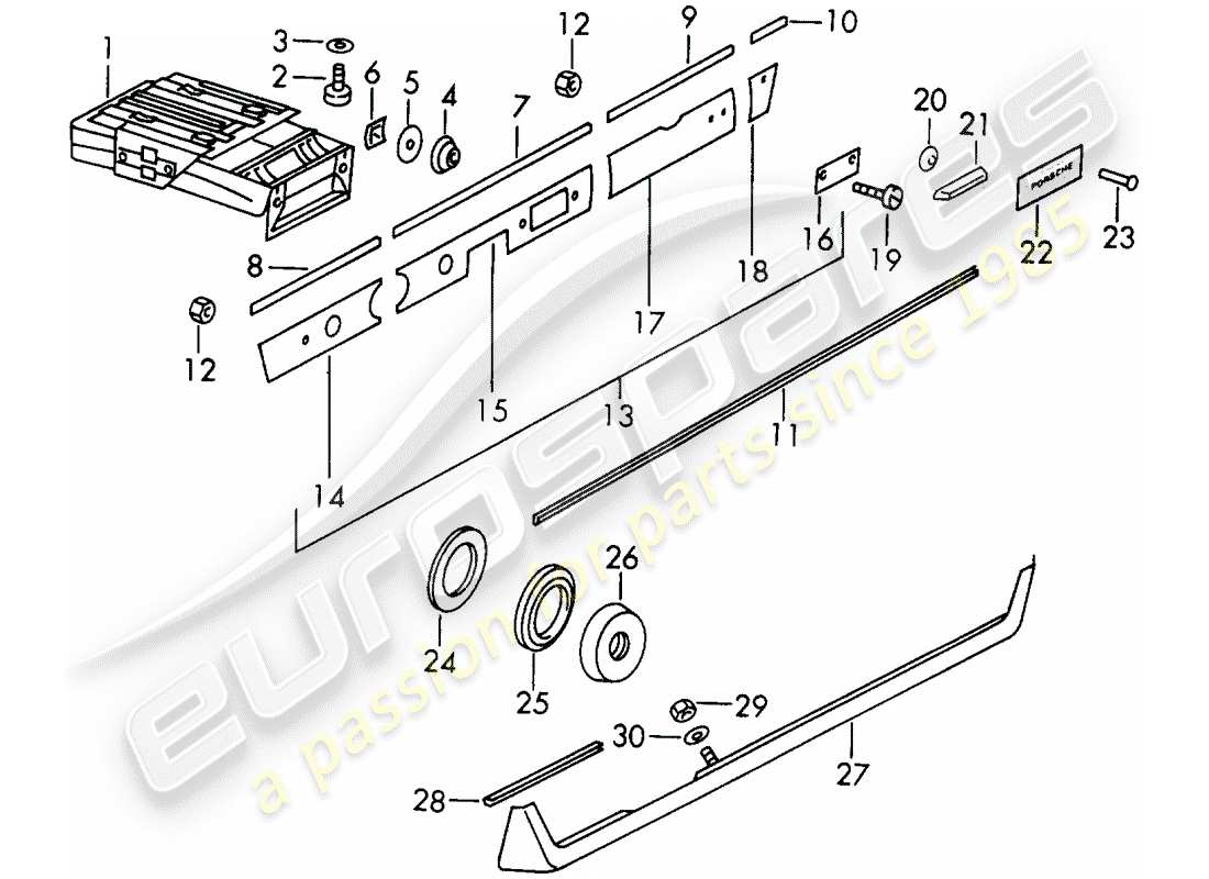 porsche 1966 (911/912) ashtray - trim cover - d >> - mj 1968 part diagram