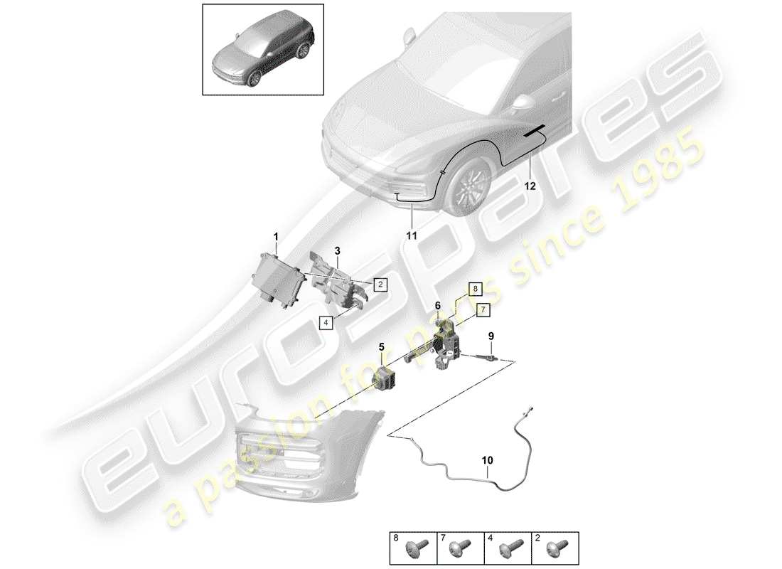 porsche 2020 (cayenne e3 9ya/9yb) single parts part diagram