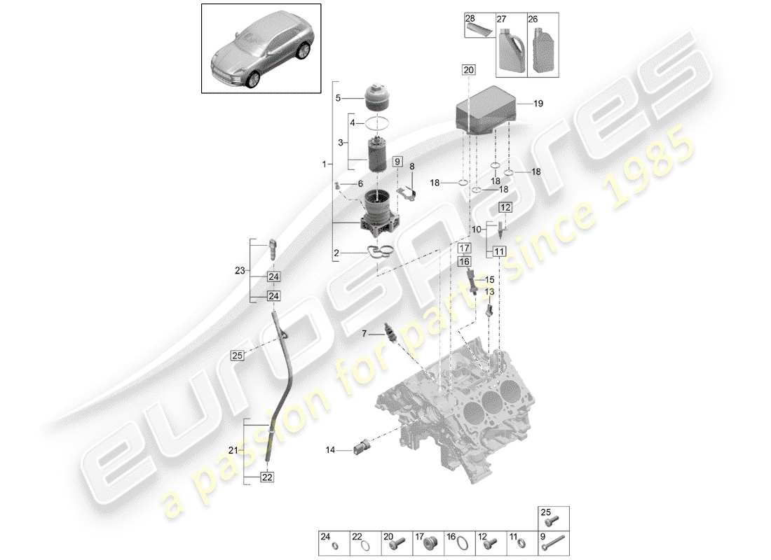 porsche 2020 (macan) oil filter part diagram