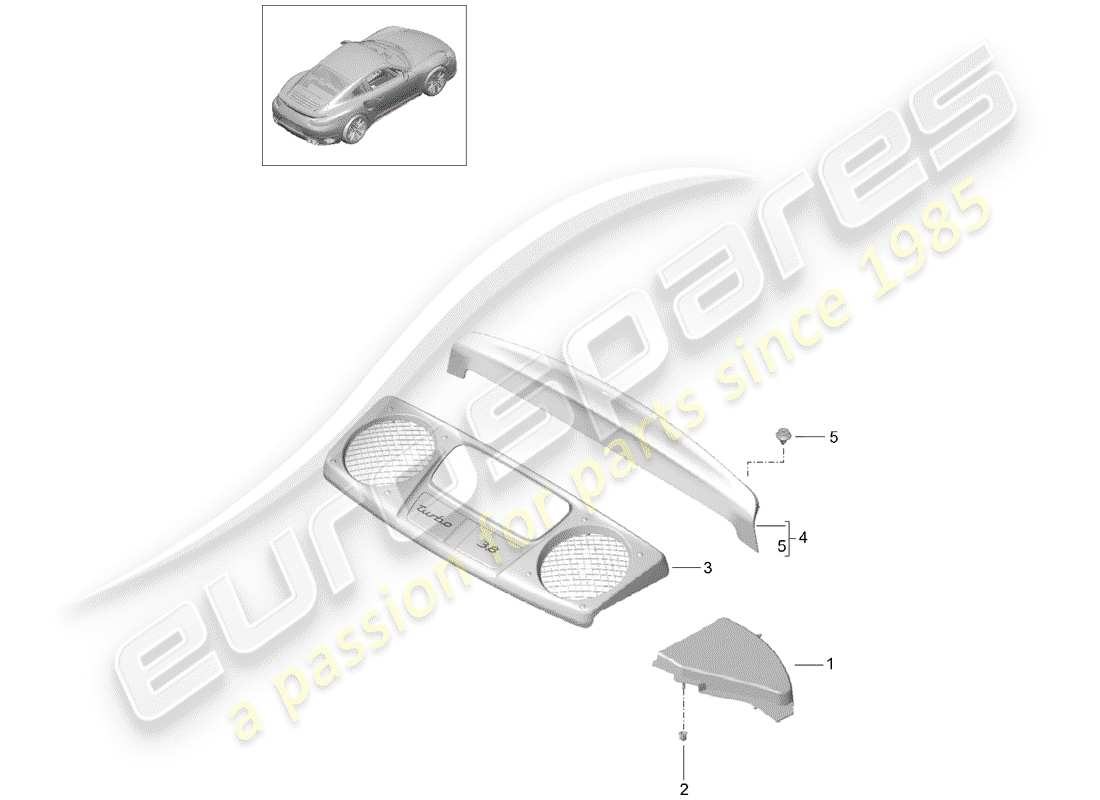 porsche 991 turbo (2014) lining part diagram