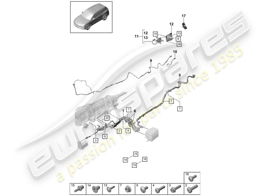porsche 2020 (cayenne e3 9ya/9yb) wiring harnesses part diagram