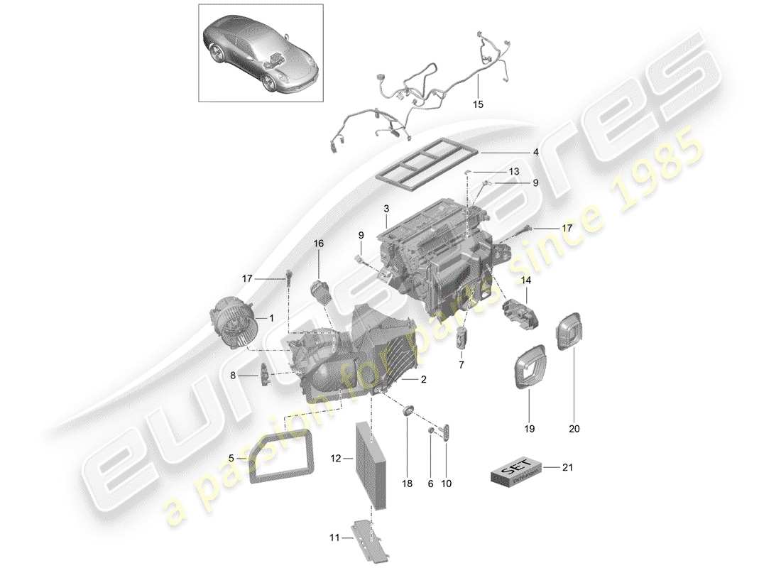 porsche 2015 (991-1) air conditioner part diagram