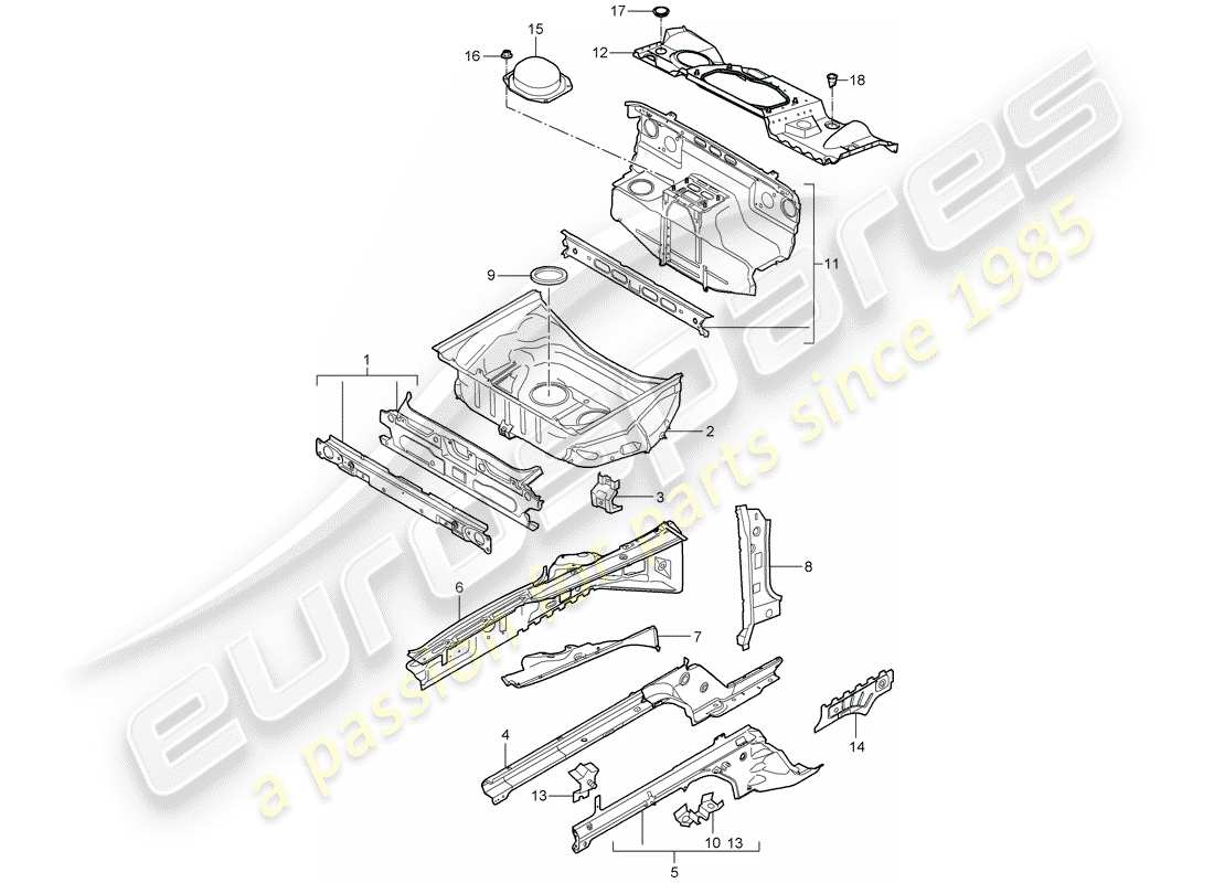 porsche 2007 (997-1 gt3) front end part diagram