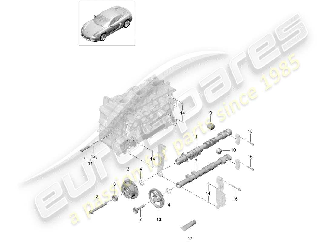 porsche 2016 (981 cayman) camshaft part diagram