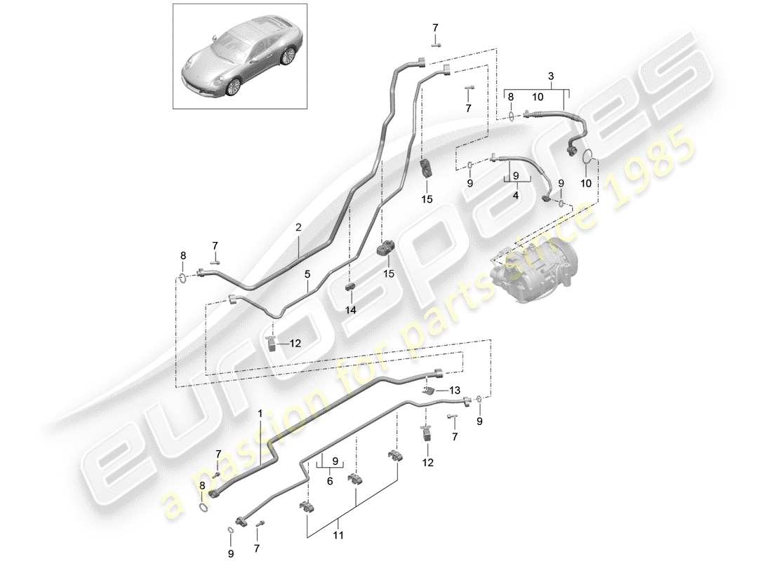 porsche 2017 (991-2) refrigerant line part diagram