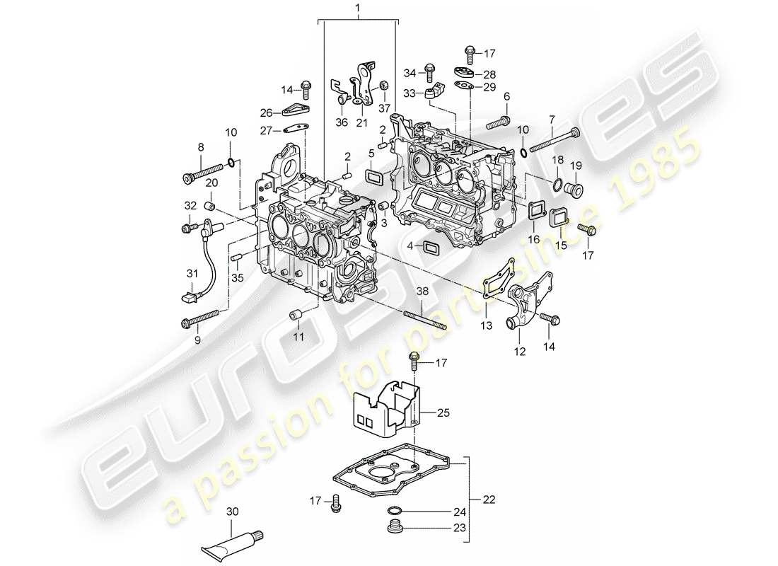 porsche 2002 (996) crankcase parts diagram